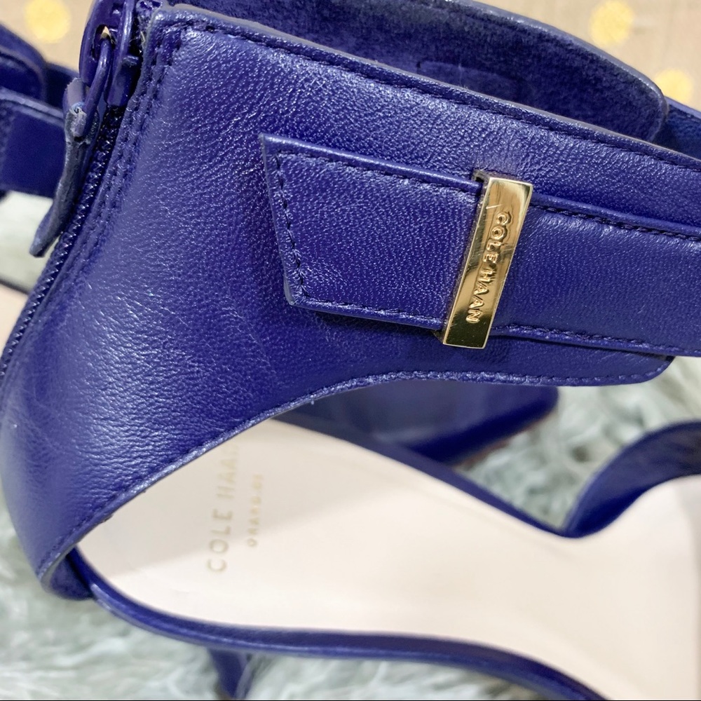 Cole Haan Marine Blue Ankle Wrap Heels Sz 9 - Picture 5 of 8